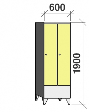 Locker 2x300, 1900x600x545 short door