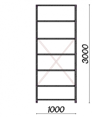 Lagerhylla startsektion 3000x1000x600 200kg/hyllplan,7 hyllor