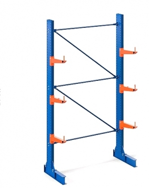 Grenställ grundsektion enkelsidigt 2500Hx1500Bx900D 2 pelare+6 arm 600mm/500kg