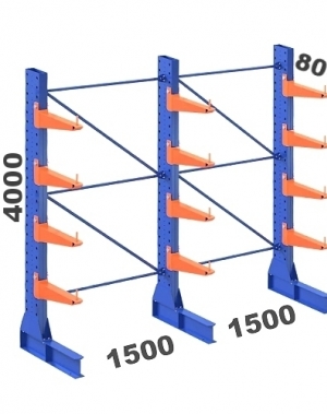 Set 3 L-Posts+12 Cantilevers 4000Hx3000Wx800, 5 levels