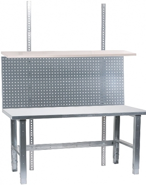 Workbench 1500x800, metal top 2,0 mm with shelf and perfo panel 1500x600