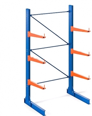 Grenställ grundsektion enkelsidigt 2500Hx1500Bx1300D 2 pelare+6 arm 1000mm/400kg