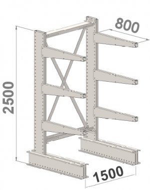Grenställ startsektion 2500x1500x800,6 x arm