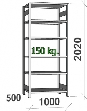 Startsektion 2020x1000x500 begagnade, 6 hyllor ZN Kasten