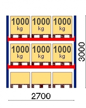 Pallställ startsektion 3000x2700 1000kg/9 pallar OPTIMA