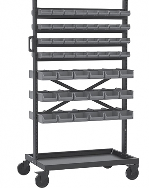 Mobilt backställ 972x613x1667 med backar 250x148x130 36st + 170x105x75 64st