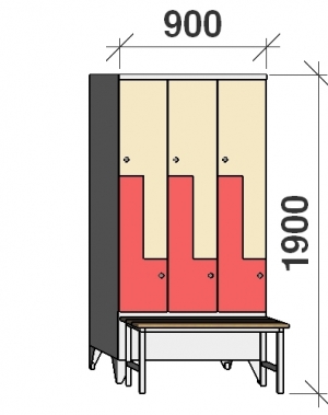 Z-kapp 1900x900x845, 6 ust, pingiga