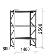 Lagerhylla startsektion 2500x1400x800 600kg/hyllplan,3 hyllor