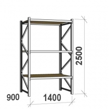 Lagerhylla startsektion 2500x1400x900 600kg/hyllplan,3 hyllor, spånskiva