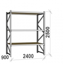 Lagerhylla startsektion 2500x2400x900 300kg/hyllplan,3 hyllor, spånskiva