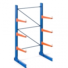 Grenställ grundsektion enkelsidigt 2500Hx1500Bx1300D 2 pelare+6 arm 1000mm/400kg