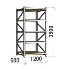 Lagerhylla startsektion 3500x1200x600 600kg/hyllplan,5 hyllor, spånskiva MAXI