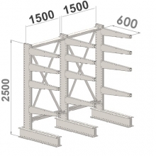 Enkelsidigt grenställ 3 st Pelare, 12 st Arm 600 mm/2500Hx3000Bx600D