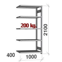 Lagerhylla följesektion 2100x1000x400 200kg/hyllplan,5 hyllor