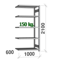 Lagerhylla följesektion 2100x1000x600 150kg/hyllplan,5 hyllor