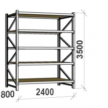 Lagerhylla startsektion 3500x2400x800 300kg/hyllplan,5 hyllor, spånskiva MAXI