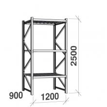 Lagerhylla följesektion 2500x1200x900 600kg/hyllplan,3 hyllor