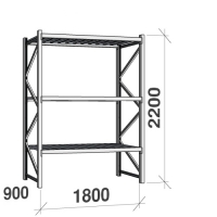 Lagerhylla startsektion 2200x1800x900 480kg/hyllplan,3 hyllor, zinkplåt