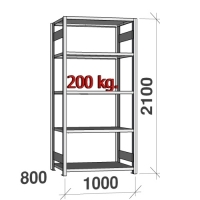 Lagerhylla startsektion 2100x1000x800 200kg/hyllplan,5 hyllor