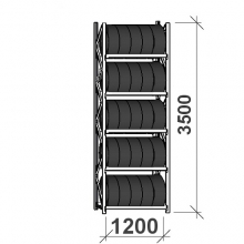 Däckställ startsektion 3500x1200x500, 5 hyllplan,600kg/plan MAXI