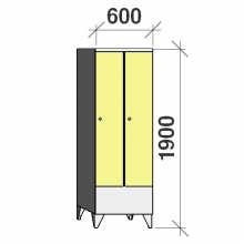 Klädskåp 2x300, 1900x600x545 , kort dörrar