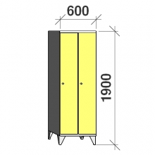 Skåp 2x300, 1900x600x545, lång dörrar