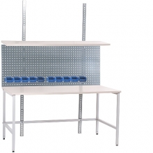 Arbetsbord 2000x800 + hylla, verktygstavla, 10 backar, skiva HPL